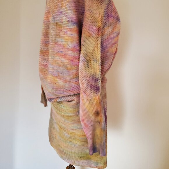 Donna Karan wool sweater dress Purple Pink blue yellow peach rainbow dyed 2 4 6 - Picture 6 of 8